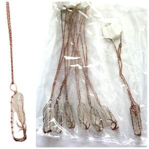 Clear Quartz Crystal Pendant Lot Wire Wrapped Necklaces Reseller Bundle of (6)